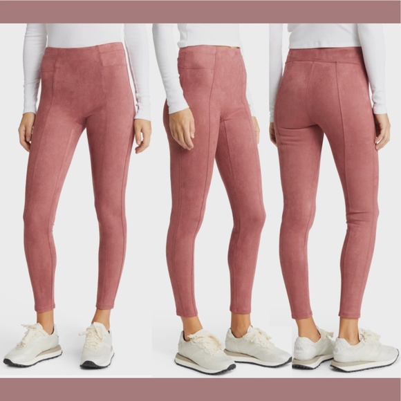 NWT $98 Spanx‎ [ Medium ] Faux Suede Leggings in Rich Rose Pink - Picture 1 of 14
